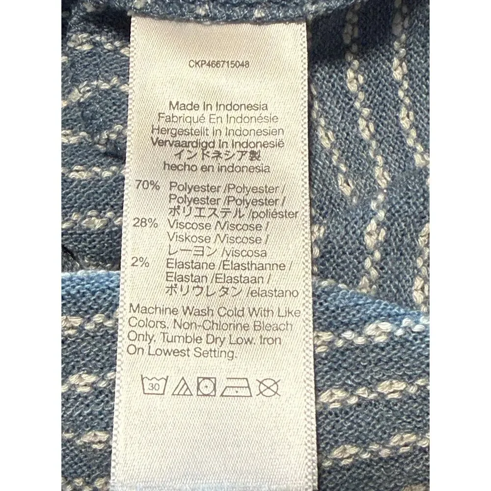 Madewell Jacquard Puff-Sleeve Mockneck Top in Blue - Size M